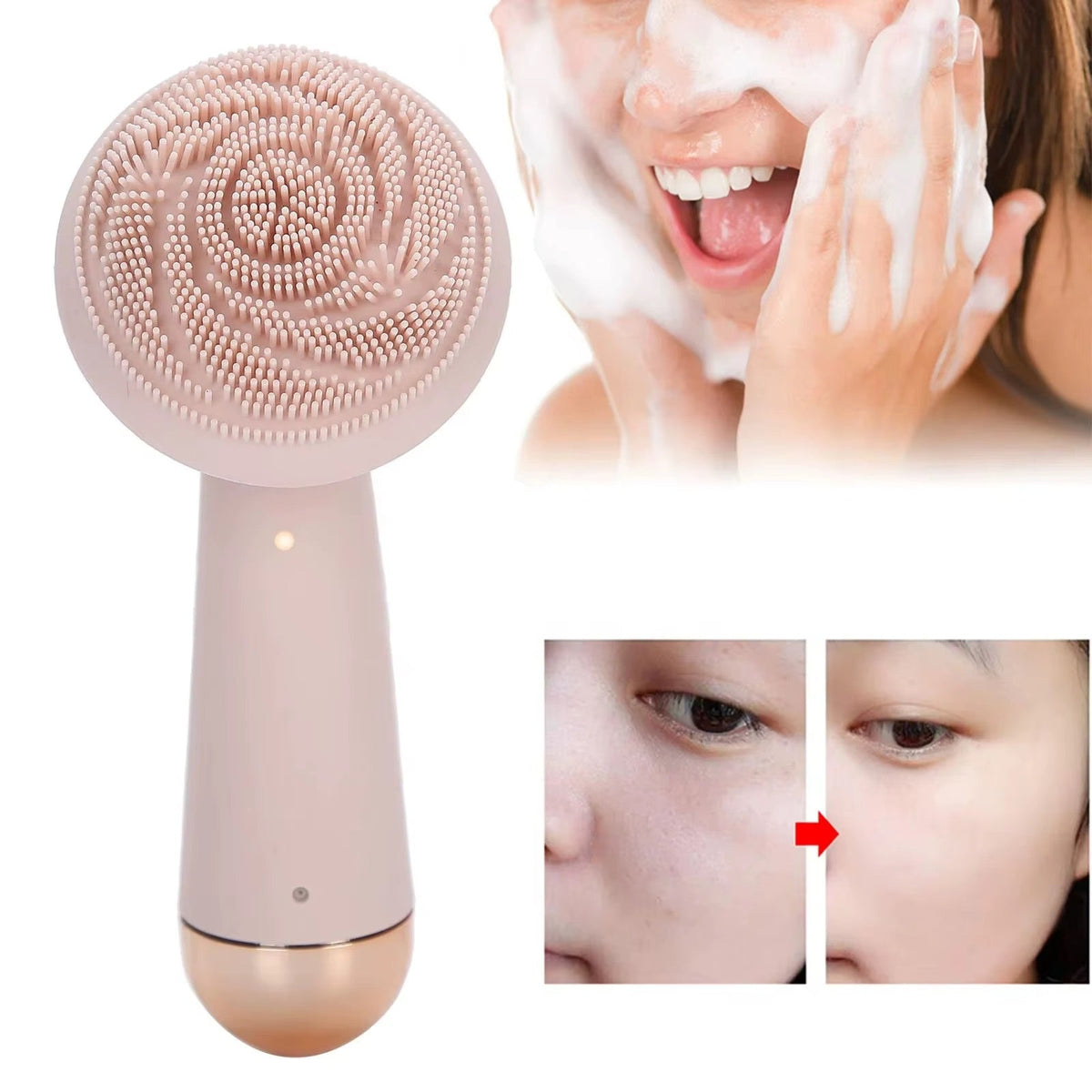 Anti-Bacterial Silicone  Facial Brush Rotating Balls 4 Gear Speed Pore Cleaner for Beauty Use Deep Cleansing