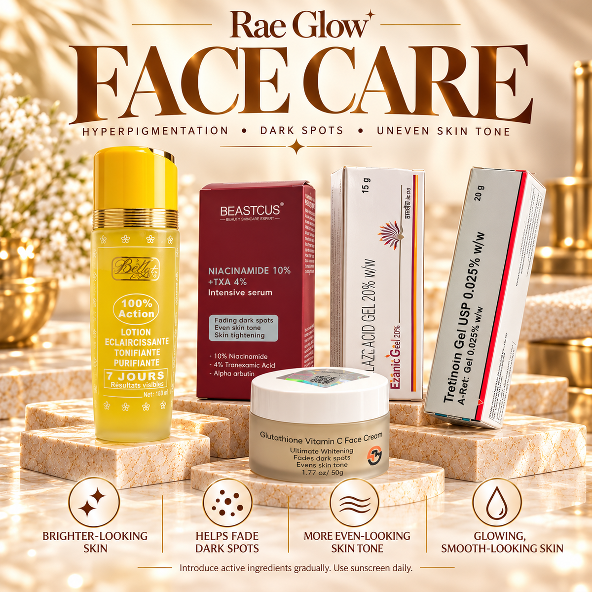 Product Title: Rae Glow Face Care – Dark Spot, Hyperpigmentation & Uneven Skin Tone Collection