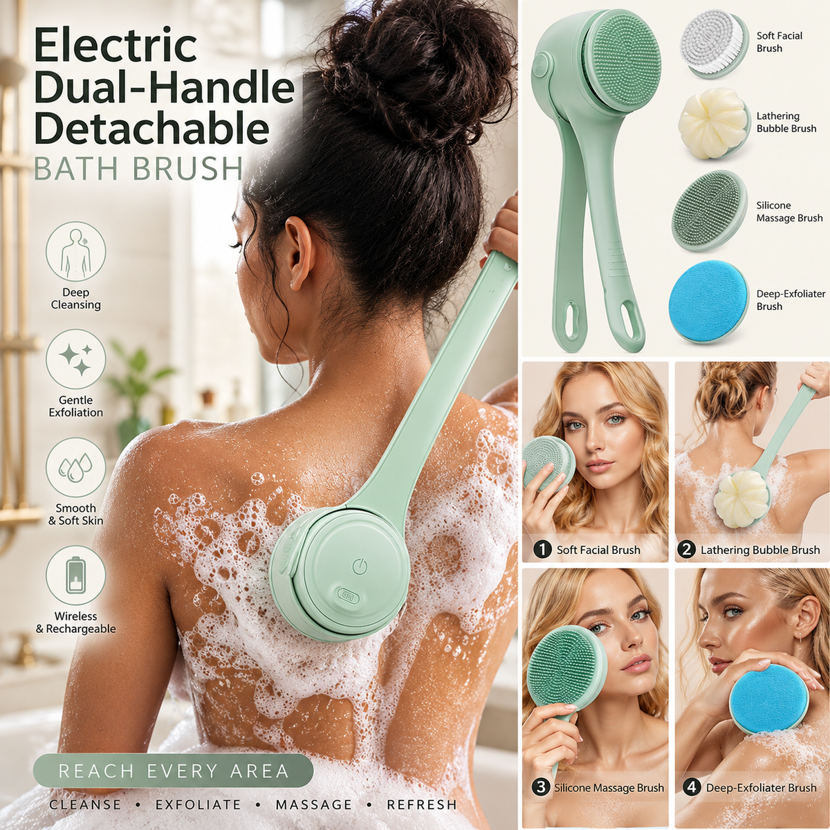 Electric Dual-Handle Detachable Bath