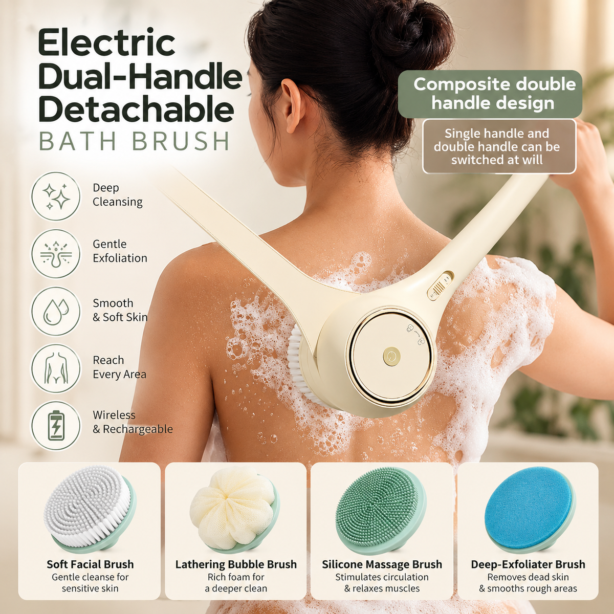 Electric Dual-Handle Detachable Bath