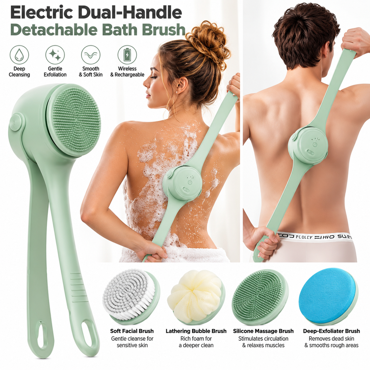 Electric Dual-Handle Detachable Bath
