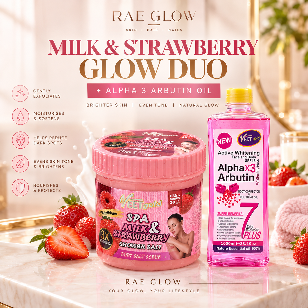 Milk & Strawberry Glow Duo + Alpha Arbutin Oil