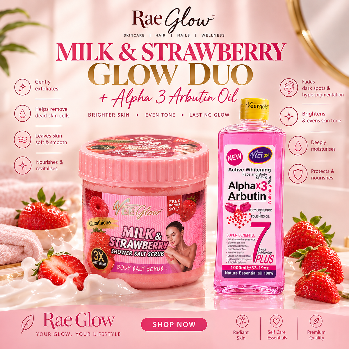 Milk & Strawberry Glow Duo + Alpha Arbutin Oil