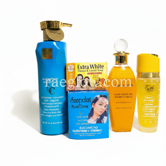 Snapchat Glow Skincare Set with watermark on products